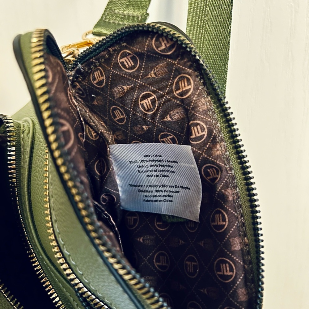 London Fog Olive Green Crossbody Bag with Gold Metallic Details - Picture 8 of 8